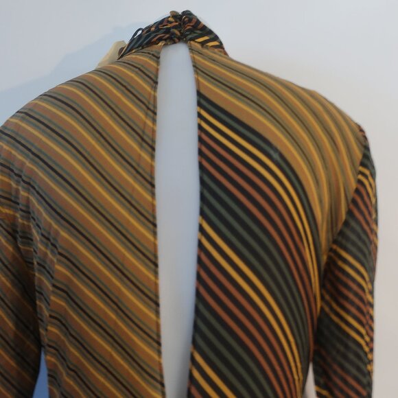 NWT Womens Ronny Kobo Ronny Kobo Brown Black Striped Mock Neck Noven Dress S - Picture 12 of 16